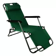 Silla Reclinable, Camastro Plegable Con Mango, Tumbon Relax Color Verde