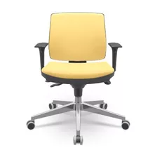 Cadeira Executiva Brizza Soft Slider Aluminio Vinil Amarelo