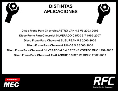 Disco Freno Para Chevrolet Silverado 4.3 262 V6 1999-2007 Foto 2