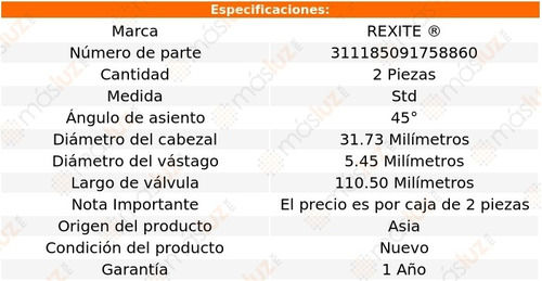 (2) Vlvulas Escape Std Chevrolet Matiz 4 Cil 1.0l 05/10 Foto 2