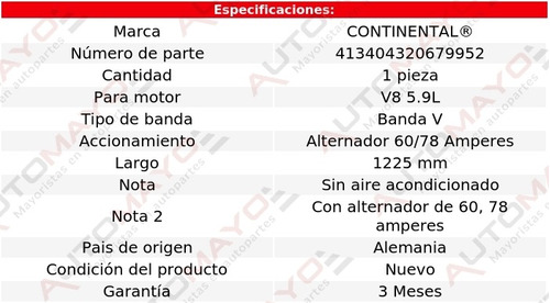 Banda Acc 1225 Mm Alt 60/78 Amps W100 V8 5.9l Dodge 85-87 Foto 4