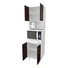 Mueble Columna De Cocina 4 Puertas Despensero Organizador Color Blanco/wengue