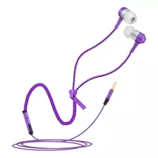 Audifono Manos Libres Stereo 3.5mm Tipo Cierre Ziper Silicon Color Violeta Color De La Luz No Aplica