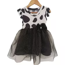 Vestido Vaca Lola Granja Disfraz Bebe Niña Blanco Negro