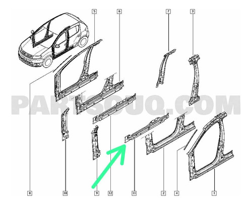 Panel Interior Estribo Lateral Izquierdo Para Sandero 16-19 Foto 8