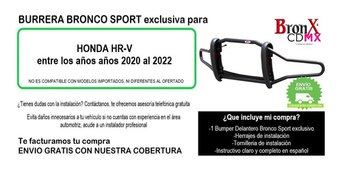 Bumper Delantero Bronco Sport Honda Hrv 2020-2022 Foto 3