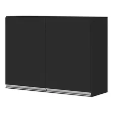 Armário Aéreo Multiuso Lux 80cm 100% Mdf 02 Portas Preto