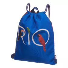 Bolsa Praiana Farm Pontinho De Arara Cor Azul-escuro Desenho Do Tecido Liso