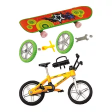 Brinquedo Mini Bicicleta Bmx E Skate De Dedo Com Acessórios