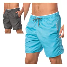  Short Tactel Masculino Kit 2 Tecido Grosso Praia Academia 