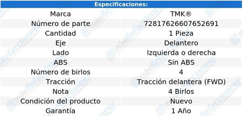 Maza Del Izquierda O Derecha Sin Abs A4 3.2l V6 05 Al 07 Tmk Foto 2