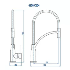 Torneira Misturador Monocomando Bica Alta Preto Fosco 6256 604bk