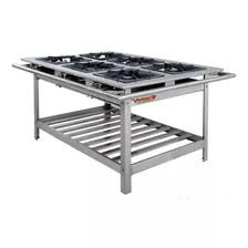 Fogão Industrial Inox 6 Bocas 40x40 Baixa Pressão 