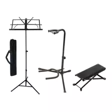 Kit Estante Partitura Com Bag+ Suporte Chão+ Apoio De Pé