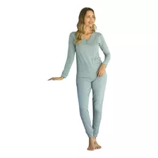 Pijama Mujer Invierno Liso Puntilla Bianca Secreta 24519