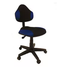 Cadeira Executiva S/braço Preta E Azul Base Preta