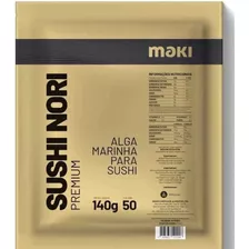 Alga Marinha Sushi Nori Premium Maki 50 Folhas 140g