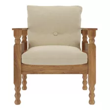 Sofá-sillón 1 Cuerpo De Madera,almohadones En Beige Artis