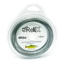 Cable De Acero Relix 1x7 Gris Forrado 60 Lbs X 10 Mts