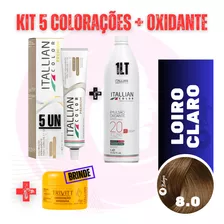 Kit 5 Tinta + Ox 20v Louro Claro 8.0 Coloração