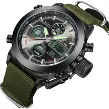 Relógio Esportivo Militar Golden Hours Pulseira De Nylon 