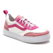 Tenis Feminino Branco / Rosa Casual Sneakers Blogueira