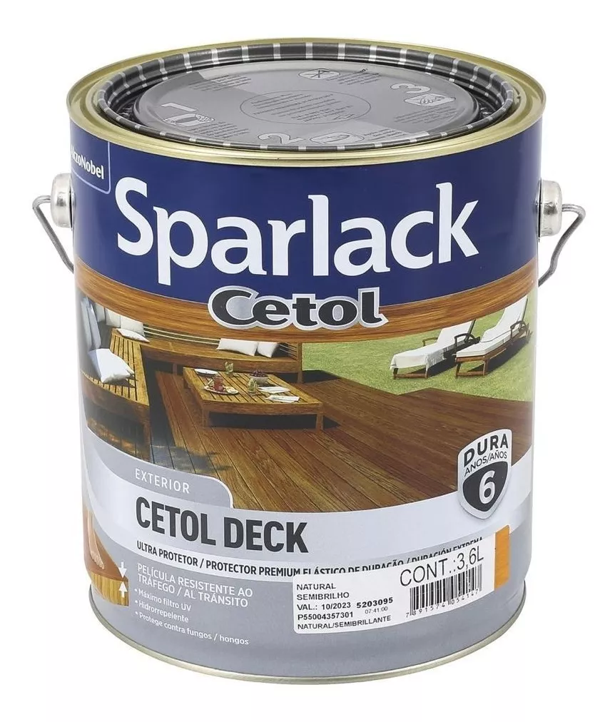Verniz Sparlack Cetol Deck Natural Acetinado/semibrilho 3,6l