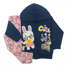 Conjunto Moletom Zíper Feminino Infantil 1/2/3/4/6/8 Anos