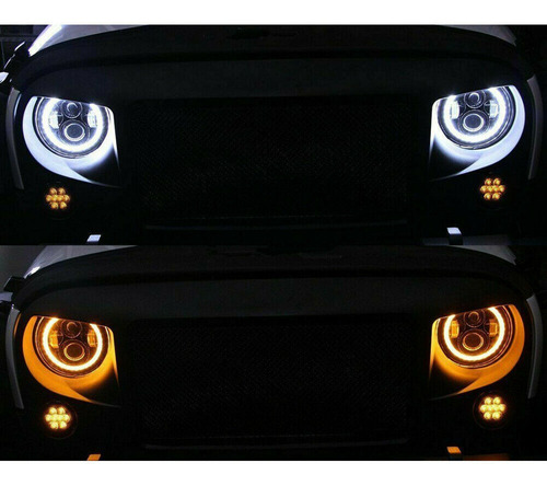 Par Para Ford Mustang 1965-1978 7  Redondo Led Halo Angel Ey Foto 2