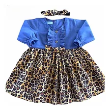 Roupa Bebe Vestido Menina Com Tiara 100% Algodão - Malu