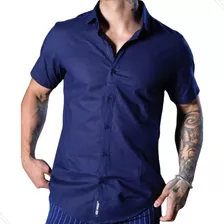 Camisa Masculina Manga Curta Slim Branca - Envio Imediato