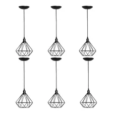 6 Pendentes Diamante Lustre Luminária Aramado Luxo Pirâmide