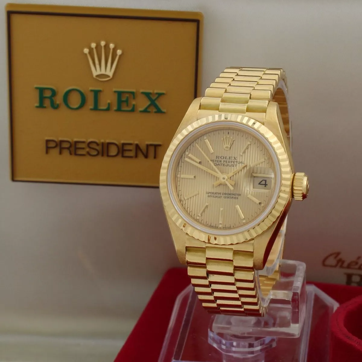 Rolex 18k Yellow Gold Ladies President Datejust 69178 26 Mm