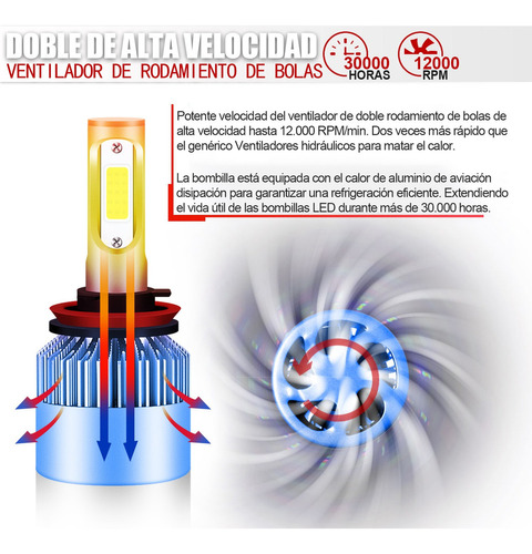 H9 H11 Kit De Focos Led Para Buick Luz Alta Y Baja 8000lm Foto 4