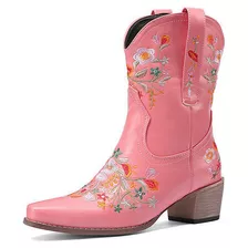 Botas Vaqueras Para Mujer, Vaqueras Con Bordado De Flores