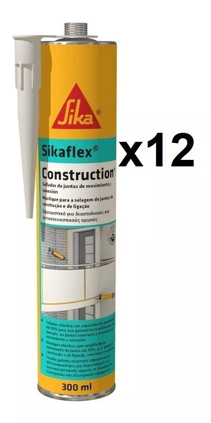 Selante Poliuretano Sikaflex Construction Cinza - Kit 12 Un