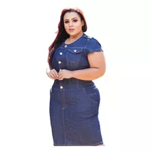 Vestido Moda Evangélica Jeans Plus Size Chamise Botão