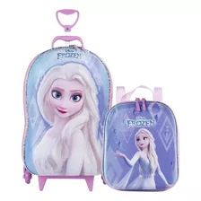 Kit Escolar Frozen Elsa Mala 3d E Lancheira Diplomata