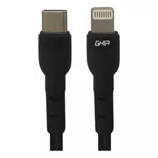 Cable De Carga Ghia Lightning Macho - Usb-c 1m Gac-204n /v Color Negro