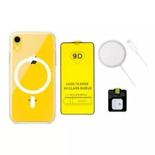 Kit Funda Para iPhone Magsafe Cargador Mica Camara Pantalla Color iPhone XR