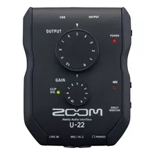 Zoom U22 Placa De Sonido Portatil 2 Canales 1 Preamp Color Negro