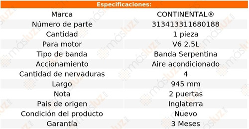Banda 945 Mm Acc Legend Acura V6 2.5l 87 Continental A/a Foto 5