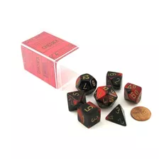 Conjunto De 7 Dados Polihedricos Gemini: Negro Y Rojo Con D