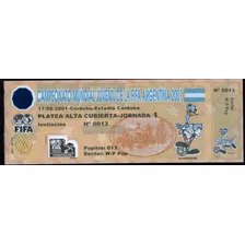 Ticket De Entrada Mundial Juvenil De Fútbol 2001