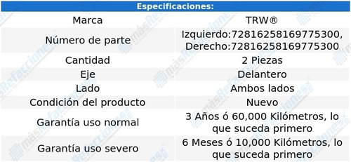 Par De Tornillos Estabilizadores Delanteros Cl 97 Al 99 Trw Foto 2