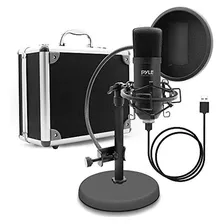 Pyle Usb Microphone Podcast Recording Kit Audio Cardioid Mic Color Sound Around