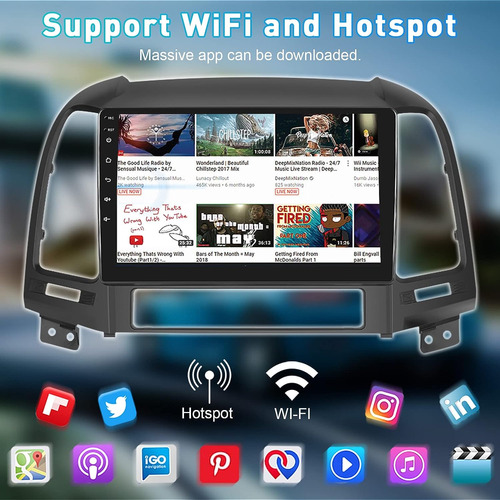 Radio Estreo De Coche Doble Din Android Para Hyundai Santa  Foto 5