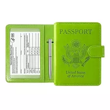 Porta Documentos Y Tarjetas Soporte Para Pasaporte Verde