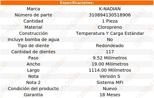 Banda Distribucion Porsche 924 L4 2.5l 87-88 K-nadian Foto 3