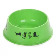 Comedero Y Bebedero Para Mascotas Pets Plast Comedero Chico Estampado Color Verde